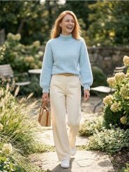 Sweter z półgolfem z domieszką wiskozy - niebieski. Niebieskie swetry nierozpinane damskie Sinsay, l, bez wzorów, z wiskozy, bez kołnierzyka, bez ramiączek. Za 59.99 zł.