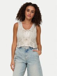ONLY Top Lizzy 15343882 Beżowy Regular Fit. Brązowe topy damskie ONLY, xl, bez wzorów, z syntetyku, bez kołnierzyka, bez ramiączek. Za 79.99 zł.