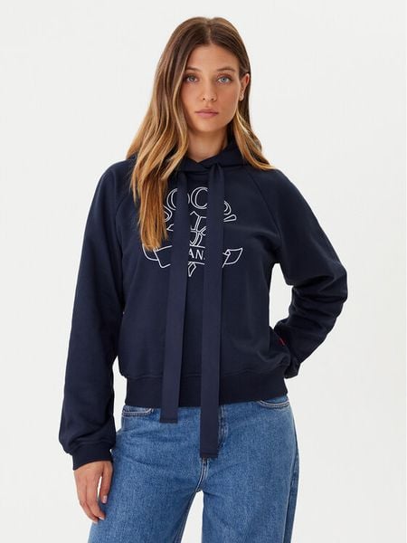 JOOP! Jeans Bluza Tinna 30046176 Granatowy Regular Fit. Niebieskie bluzy damskie JOOP! Jeans, m, bez wzorów, z bawełny, bez ramiączek, bez kaptura. Za 649.99 zł.