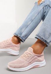 Różowe Siateczkowe Buty Sportowe na Piankowej Podeszwie Linidas. Czerwone obuwie sportowe damskie Renee, bez wzorów, z okrągłym noskiem, bez zapięcia. Za 39.99 zł.