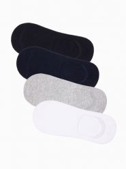 Skarpety męskie stopki 4-pak - mix kolorów OM-SOSS-0104 - one size. Szare skarpety męskie Ombre Clothing, bez wzorów, z bawełny. W wyprzedaży za 19.99 zł.