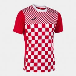 Joma Flag II Koszulka Sportowa Czerwono-Biała, 2XL. Białe koszulki sportowe męskie Joma, xl, bez wzorów, z meshu, bez ramiączek, do piłki nożnej. Za 141.05 zł.