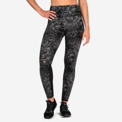 Legginsy fitness damskie Domyos. Niebieskie legginsy damskie DOMYOS, bez wzorów, z materiału. Za 69.99 zł.
