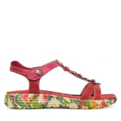 Sandały Laura Vita. Czerwone sandały damskie Laura Vita, bez wzorów, bez obcasa, na płaskiej podeszwie, bez zapięcia. Za 399.99 zł.