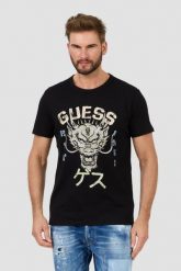 GUESS Czarny t-shirt Dragon Tee. Czarne t-shirty męskie Guess, l, z aplikacjami, bez kołnierzyka, bez ramiączek. W wyprzedaży za 122.99 zł.