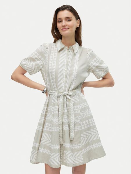Vero Moda Sukienka koszulowa Dicthe 10303728 Beżowy Regular Fit. Brązowe sukienki damskie Vero Moda, l, bez wzorów, z bawełny, bez kołnierzyka, bez ramiączek, koszulowe. Za 129.99 zł.