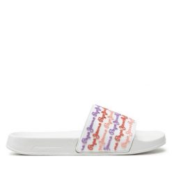 Klapki Pepe Jeans. Białe klapki damskie Pepe Jeans, bez wzorów, z jeansu, bez obcasa, bez zapięcia. Za 149.99 zł.
