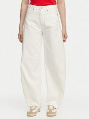 Tommy Jeans Jeansy DW0DW22662 Biały Barrel Fit. Białe jeansy damskie Tommy Jeans, bez wzorów, z bawełny. Za 489.99 zł.