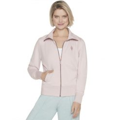 Bluza dresowa sportowa damska The Hoodless Hoodie Diamond Jacket. Czerwone bluzy damskie Skechers, s, bez wzorów, z bawełny, casualowe, bez ramiączek, bez kaptura. Za 199.99 zł.