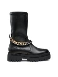 Badura Botki 3040-1 Czarny. Czarne botki damskie Badura, bez wzorów, ze skóry, bez obcasa, na płaskiej podeszwie, bez zapięcia. Za 449.99 zł.