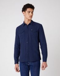 WRANGLER LS 2PKT FLAP SHIRT MĘSKA KOSZULA NAVY W5A53U114 112130047. Niebieskie koszule męskie Wrangler, m, bez wzorów, bez kołnierzyka, bez ramiączek. Za 129.99 zł.