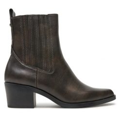Botki Tamaris. Brązowe botki damskie Tamaris, bez wzorów, bez obcasa, na słupku, bez zapięcia. Za 339.99 zł.