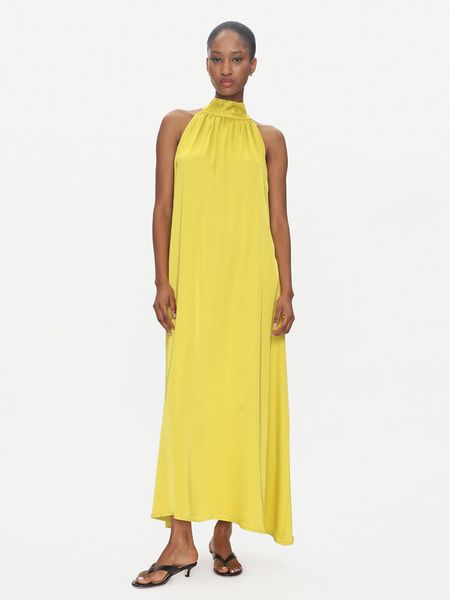 ViCOLO Sukienka koktajlowa TD0768 Żółty Regular Fit. Żółte sukienki damskie ViCOLO, m, bez wzorów, z wiskozy, wizytowe, bez kołnierzyka, bez ramiączek. Za 259.99 zł.