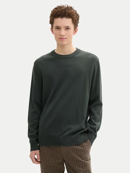 Tom Tailor Denim Sweter 1042509 Zielony Regular Fit. Zielone swetry męskie TOM TAILOR DENIM, m, bez wzorów, z bawełny, bez kołnierzyka, bez ramiączek. Za 109.99 zł.