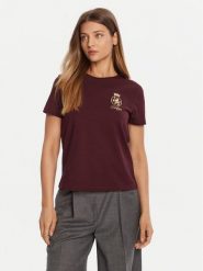Tommy Hilfiger T-Shirt Gold Crest WW0WW46153 Bordowy Regular Fit. Czerwone t-shirty damskie Tommy Hilfiger, xxl, bez wzorów, z bawełny, bez kołnierzyka, bez ramiączek. Za 179.99 zł.