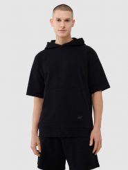4F Bluza z krótkim rękawem z kapturem męska - czarna XL. Czarne bluzy sportowe męskie 4F, m, bez wzorów, z bawełny, z kapturem. W wyprzedaży za 79.99 zł.