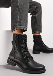 Czarne Botki Workery z Sznurowaniem Beatia. Czarne botki damskie Renee, na zimę, bez wzorów, z jeansu, eleganckie, bez obcasa, na obcasie, bez zapięcia. Za 149.99 zł.