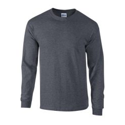 Ultra Bawełniana Koszulka Z Długim Rękawem Unisex Dla Dorosłych. Szare bluzki damskie GILDAN, xl, bez wzorów, z bawełny, sportowe, bez kołnierzyka, bez ramiączek. Za 60.99 zł.