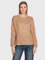 Liu Jo Sweter WF2510 MA05N Beżowy Regular Fit. Brązowe swetry nierozpinane damskie Liu Jo, xs, bez wzorów, z syntetyku, bez kołnierzyka, bez ramiączek. Za 789.99 zł.