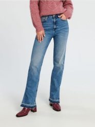 Jeansy straight high waist - niebieski. Niebieskie jeansy damskie Sinsay, bez wzorów, z bawełny, z podwyższonym stanem. Za 79.99 zł.