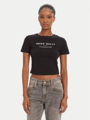 Miss Sixty T-Shirt 6L1SJ4300000 Czarny Slim Fit. Czarne t-shirty damskie Miss Sixty, l, bez wzorów, z bawełny, bez kołnierzyka, bez ramiączek. Za 179.99 zł.