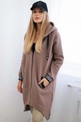 Bluza na suwak z kapturem mocca. Bluzy damskie KESI, l, bez wzorów, z bawełny, eleganckie, bez ramiączek, z kapturem. Za 355.46 zł.