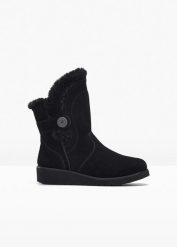 Kozaki Skechers. Czarne kozaki damskie bonprix, bez wzorów, bez obcasa, bez zapięcia. Za 399.99 zł.