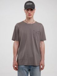Koszulka męska z podwójną kieszonką na piersi szara Retores 905. Szare t-shirty męskie BIG STAR, l, bez wzorów, z jeansu, bez kołnierzyka, bez ramiączek. W wyprzedaży za 29.99 zł.