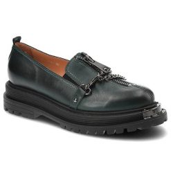 Zielone Półbuty Simen Modne Skórzane Buty Damskie. Zielone półbuty damskie Simen, bez wzorów, ze skóry, bez obcasa, na obcasie, bez zapięcia. Za 289.00 zł.