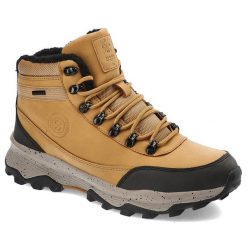 Trekkingi męskie Cross Jeans, z ekoskóry i materiału ocieplane wewnątrz sznurowane i wyposażone w solidną traktorową podeszwę, camel, KK1R4026C. Brązowe botki męskie Cross Jeans, na zimę, bez wzorów, z jeansu, eleganckie, bez obcasa, bez zapięcia. Za 229.00 zł.