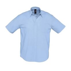 Męska Koszula Z Krótkim Rękawem Brisbane Oxford. Niebieskie koszule męskie SOL'S, l, bez wzorów, z bawełny, bez kołnierzyka, bez ramiączek. Za 173.99 zł.