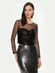 Rinascimento Bluzka CFC0019767002 Czarny Regular Fit. Czarne bluzki damskie Rinascimento, l, bez wzorów, z syntetyku, bez kołnierzyka, bez ramiączek. Za 269.99 zł.