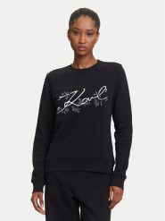 KARL LAGERFELD Bluza A3W20010 Czarny Regular Fit. Czarne bluzy damskie KARL LAGERFELD, l, bez wzorów, z bawełny, bez ramiączek, bez kaptura. Za 629.99 zł.