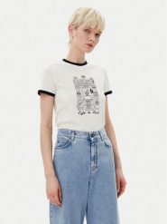 KARL LAGERFELD T-Shirt A2W17087 Écru Regular Fit. T-shirty damskie KARL LAGERFELD, xs, bez wzorów, z bawełny, bez kołnierzyka, bez ramiączek. Za 269.99 zł.
