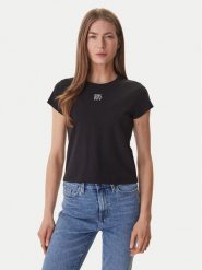 DKNY T-Shirt DJ6T1740 Czarny Regular Fit. Czarne t-shirty damskie DKNY, m, bez wzorów, z bawełny, bez kołnierzyka, bez ramiączek. Za 179.99 zł.