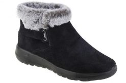 Buty zimowe damskie, Skechers On The Go Joy - First Glance. Czarne obuwie trekkingowe damskie Skechers, z materiału, bez zapięcia. Za 299.99 zł.