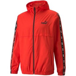 Kurtka męska Puma ESS+TAPE Windbreaker. Czerwone kurtki męskie Puma, l, bez wzorów, sportowe, bez kaptura. Za 187.00 zł.