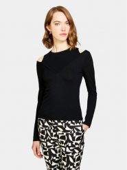 Sisley Sweter 1B7YM104G Czarny Slim Fit. Czarne swetry nierozpinane damskie Sisley, xs, bez wzorów, z syntetyku, bez kołnierzyka, bez ramiączek. Za 279.99 zł.