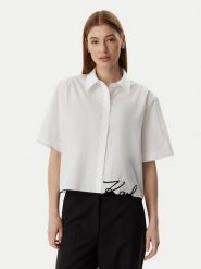 KARL LAGERFELD Koszula B2W11017 Biały Loose Fit. Białe koszule damskie KARL LAGERFELD, bez wzorów, z bawełny, bez kołnierzyka, bez ramiączek. Za 779.99 zł.