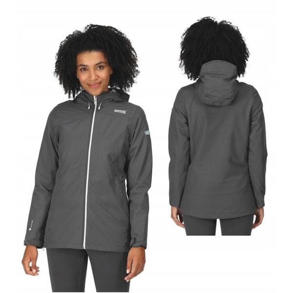 Kurtka przeciwdeszczowa dla kobiet Regatta Hamara III. Szare kurtki sportowe damskie Regatta, bez wzorów, bez ramiączek, bez kaptura, trekkingowe. Za 229.99 zł.