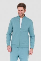GUESS Turkusowa bluza Full Zip. Niebieskie bluzy męskie Guess, l, z aplikacjami, bez ramiączek, bez kaptura. W wyprzedaży za 329.99 zł.