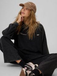 4F Bluza dresowa loose z nadrukiem damska - szara S. Czarne bluzy damskie 4F, s, bez wzorów, z dresówki, klasyczne, bez ramiączek, bez kaptura. Za 169.99 zł.