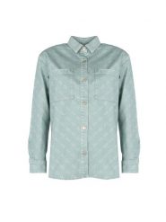 Guess Koszula "Tosca" | W3GN57WF5V3 | Kobieta | Zielony. Zielone koszule damskie Guess, m, z aplikacjami, z bawełny, klasyczne, bez kołnierzyka, bez ramiączek. W wyprzedaży za 359.00 zł.