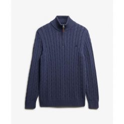 Sweter 1/2 zip Superdry Classic Cable. Niebieskie swetry męskie Superdry, l, bez wzorów, z materiału, casualowe, bez kołnierzyka, bez ramiączek. Za 423.25 zł.