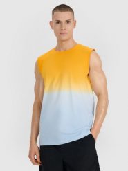 4F Tank top regular męski - pomarańczowy XXL. Brązowe koszulki sportowe męskie 4F, m, bez wzorów, z bawełny, bez ramiączek. W wyprzedaży za 49.99 zł.
