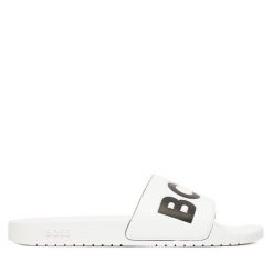 Klapki BOSS. Białe klapki męskie Boss, bez wzorów, bez zapięcia. Za 239.99 zł.