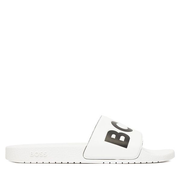 Klapki BOSS. Białe klapki męskie Boss, bez wzorów, bez zapięcia. Za 239.99 zł.