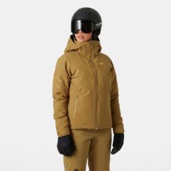 Damska kurtka narciarska Helly Hansen Alphelia Infinity. Brązowe kurtki sportowe damskie Helly Hansen, na zimę, bez wzorów, bez ramiączek, bez kaptura, narciarskie. W wyprzedaży za 2,381.00 zł.
