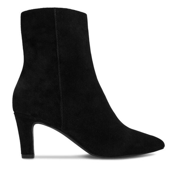 Botki GINO ROSSI. Czarne botki damskie Gino Rossi, bez wzorów, bez obcasa, na słupku, bez zapięcia. Za 429.99 zł.