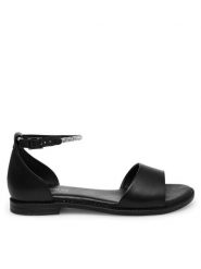 Lasocki Sandały EST-AFIONA-05 Czarny. Czarne sandały damskie Lasocki, bez wzorów, ze skóry, bez obcasa, na płaskiej podeszwie, bez zapięcia. Za 139.99 zł.
